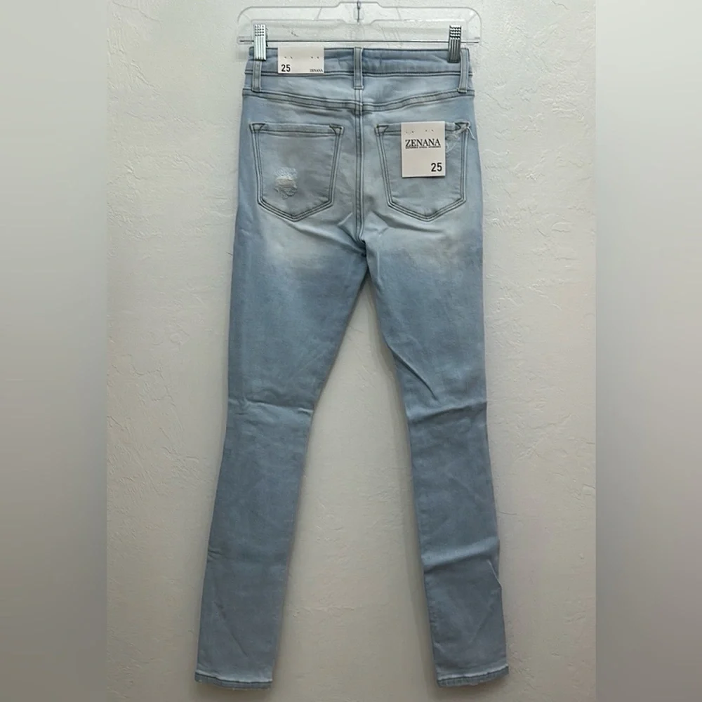 Distressed Super Light Wash Skinny Zenana Denim Pants
